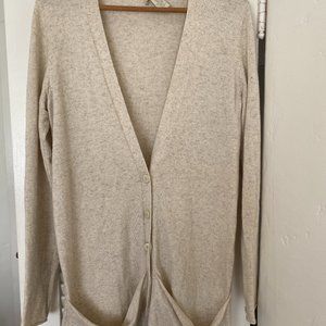 White and Warren Silk and Cashmere Cream Cardigan